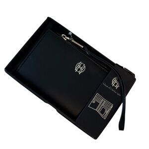 HOUSE OF HARLOW Black Leather Slim Wallet Wristlet **NEW**